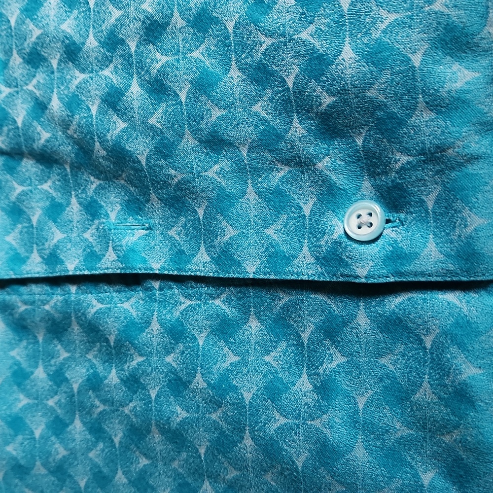 Robert Graham Aqua Short Slerves Patterned Men's Shirt - Picture 3 of 3